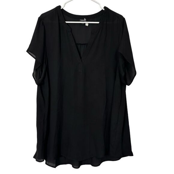 Torrid V‎ Neck Black Sheer Tunic Length Blouse Short Sleeve size 3 - Picture 1 of 6